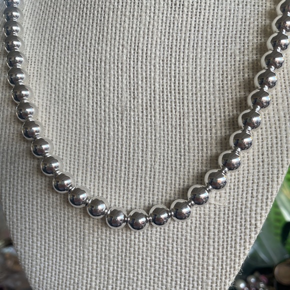 925 Sterling Silver Simple Bead Necklace 8 mm - Picture 12 of 14